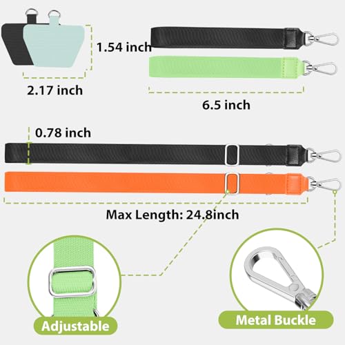 takyu Phone Lanyard, 2 Pack Adjustable Anti-Drop Neck/Wrist Strap with 2 Pcs Tether Patches, Secure Hands-Free Compatible for iPhone Samsung Perfect for Nurses, Teachers, Travel, Hiking Black+Qgreen - color: Black + Qgreen