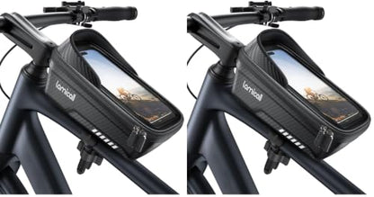 Lamicall Bike Frame Bag Waterproof - [1s Release] [2 in 1] Bike Phone Mount Holder, Bicycle Top Tube Bag, Cycling Pouch with Rain Cover, Bikes Accessories Gifts for Phones Under 7" (Pack of 2) - size: Medium (Pack of 2)