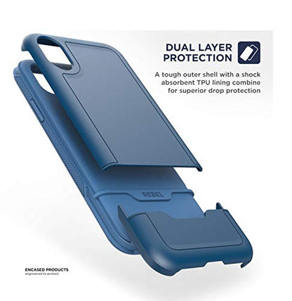 ENCASED iPhone XR Heavy Duty Protective Case [Military Grade] Full-Body Rugged Impact Protection (Rebel Blue) - color: Blue
