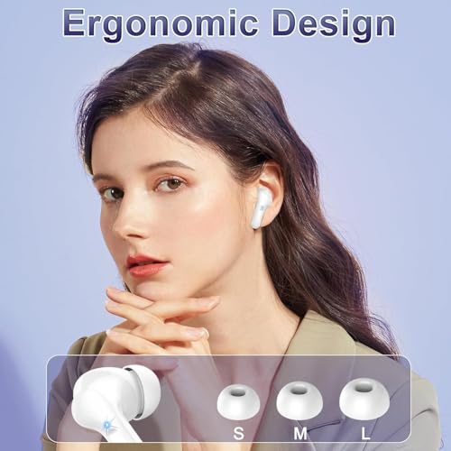 Wireless Earbuds, 2025 Bluetooth 5.4 Headphones Bass Stereo, Ear Buds with 4 Mics ENC Noise Cancelling, Bluetooth Earbuds 48H Playtime LED Display Charging Case, IP7 Waterproof in Ear Earphones white - color: White