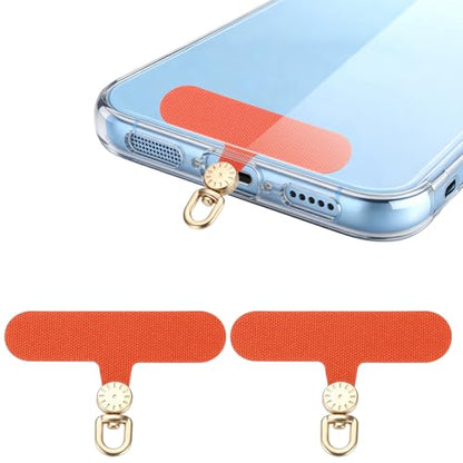 uxcell Rotating Phone Lanyard Tab Ultra-Thin No-Adhesive Phone Tether Patch - color: Gold Dial, Orange Patch