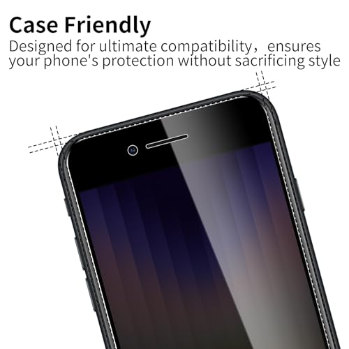 3 Pack Privacy Screen Protector for iPhone SE3/SE2020/SE2022/6/6S/7/8, 9H Hardness Double Shatterproof Anti-Spy Tempered Glass Film, Easy Installation - size: iPhone SE3/SE2020/SE2022/6/6S/7/8