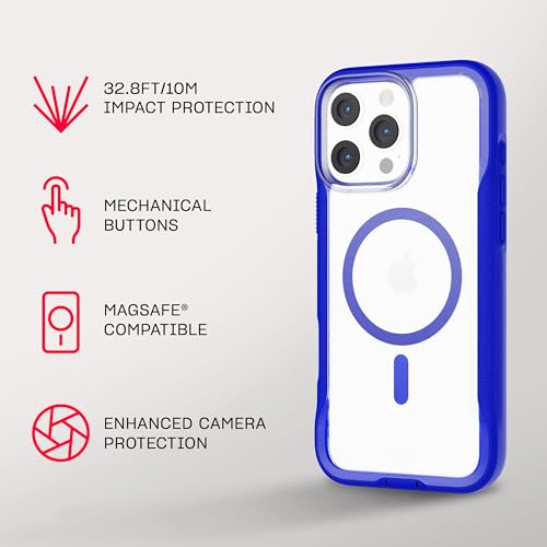 Tech21 EvoPro for iPhone 16 Pro Max Compatible with MagSafe - Impact Protection Case 21x Military Standard Tested - in Clear/Blue - color: Clear/Blue, size: iPhone 16 Pro Max