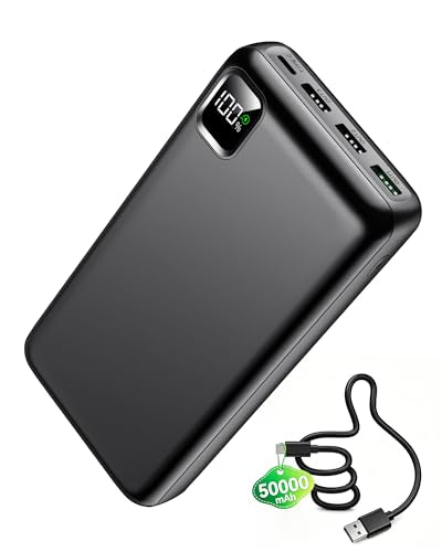 Portable Charger Power Bank 50000mAh Fast Charging Battery Bank - color: Black