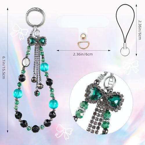 BEEFLYING Beaded Phone Charm Wrist Strap for Case - color: Cyan