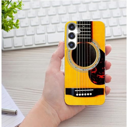 for Samsung Galaxy S24 FE Case for Girl Women Men, Full Protective Shockproof Slim Soft TPU Clear Phone Cover Cases Design for Galaxy S24 FE,Funny Music Lover Fan Yellow Acoustic Guitar - color: funny yellow Acoustic guitar