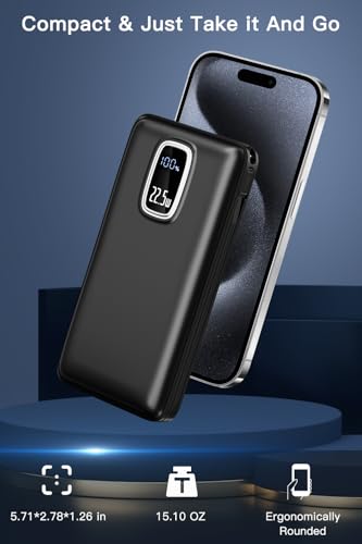 Portable Charger Power Bank - 45800mAh Fast Charging Portable Phone Charger with Built in Cables,External Battery Pack USB C Out/Input,Perfect for Camping/Hiking/Outdoor