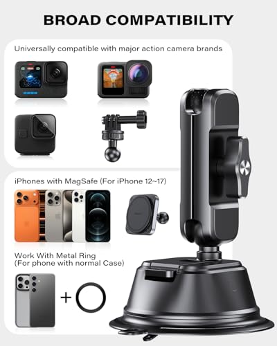 1Zero Dual Suction Cup Car Mount for GoPro, Action Camera and iPhone