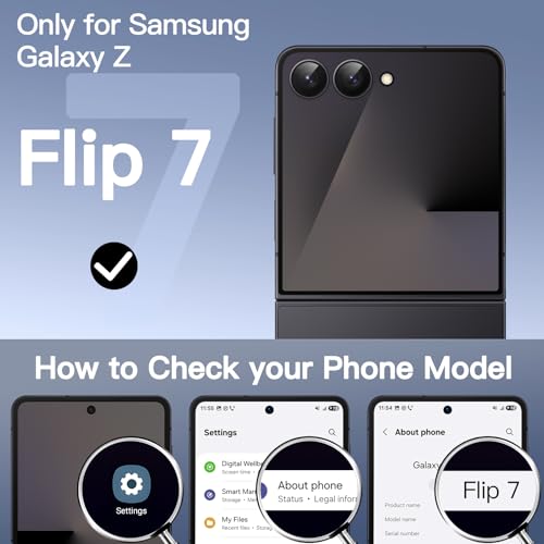 JETech Case for Samsung Galaxy Z Flip 7, Black | Built-in Front Screen Protector, Slim Hard PC Design, Shockproof Protection, Anti-Scratch Finish - color: Black