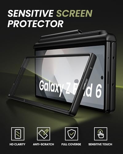 for Samsung Galaxy Z Fold 6 Case with Card Holder, Black - color: Black-P