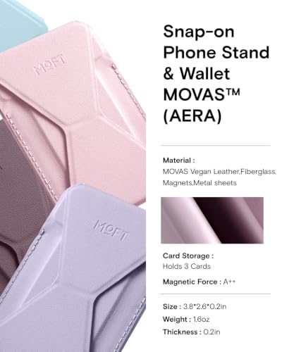 MOFT Snap-on Phone Stand & Wallet AERA, MagSafe Wallet, Slim Card Holder - color: Peach Pink, size: AERA