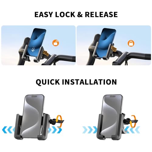 RESPECTED BRO Motorcycle-Phone-Mount & Bike Phone Holder - Durable Phone Holder for Bike and Motorcycle, Bicycle Phone Mount, Fits All Smartphones (Black) - color: Black