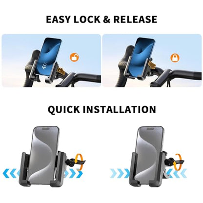 RESPECTED BRO Motorcycle-Phone-Mount & Bike Phone Holder - Durable Phone Holder for Bike and Motorcycle, Bicycle Phone Mount, Fits All Smartphones (Black) - color: Black