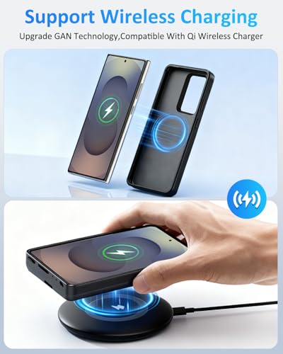 Battery Case for Samsung Galaxy S25 Ultra 10000mAh,GAN-Tech Magnetic Rechargeable Extended Charge Qi Wireless Charging Case, Portable Protective Power Bank for Galaxy S25 Ultra Black