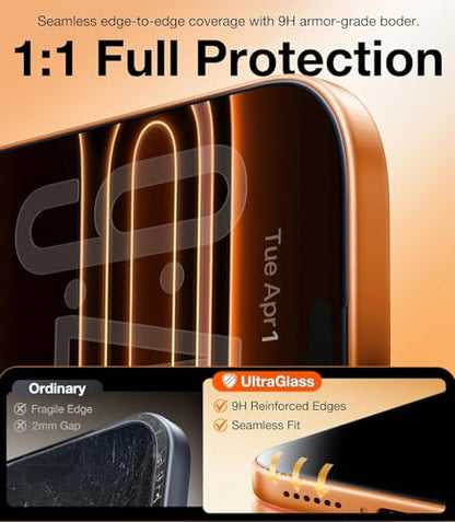 Privacy Screen Protector Compatible with iPhone, 9H Tempered Glass, Clear, Case Friendly, Anti-Scratch, Face ID Compatible (3, 15 Pro Max)