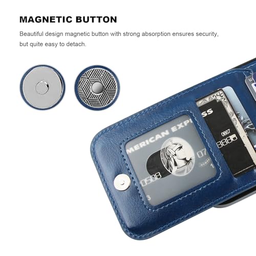 KIHUWEY for iPhone 17 Wallet Case Card Holder Kickstand, Blue | Credit Card Slots, PU Leather, Magnetic Clasp, Flip Heavy Duty Protection Cover for Men and Women - color: Blue