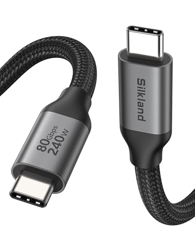 Silkland USB 4 for Thunderbolt 5 Cable 6.6FT/2M, 80Gbps Data Sync, 240W - size: 6.6 Feet