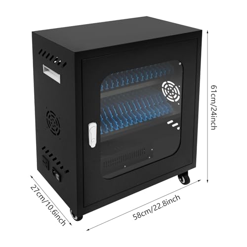 40-Device Charging Station, Charging Cabinet for Cellphones, Rechargeable Cellphone Locker Storage Charging Station, USB Cell Phone Charging Cart with Cable Management & Lock - color: Black-40 Slots