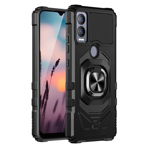 for Cricket Magic 5G, AT&T Propel 5G (U6080AA/AC) - Shockproof Protective Phone Case w/Ring Stand - RS7 Black - color: RS7 Black