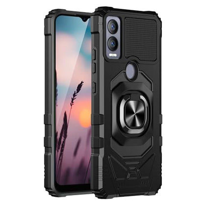 for Cricket Magic 5G, AT&T Propel 5G (U6080AA/AC) - Shockproof Protective Phone Case w/Ring Stand - RS7 Black - color: RS7 Black