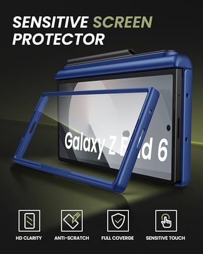 for Samsung Galaxy Z Fold 6 Case, Card Holder & S Pen Holder, Blue - color: Blue-P