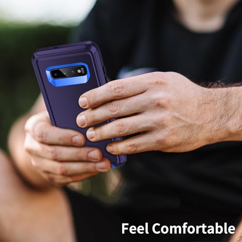 for Galaxy S10 Case,[Without Screen Protector] Heavy Duty Shockproof Dust/Drop Poof 3 Layers Full Bady Protection Rugged Cover Case for Galaxy S10,Dark Blue - color: Dark Blue