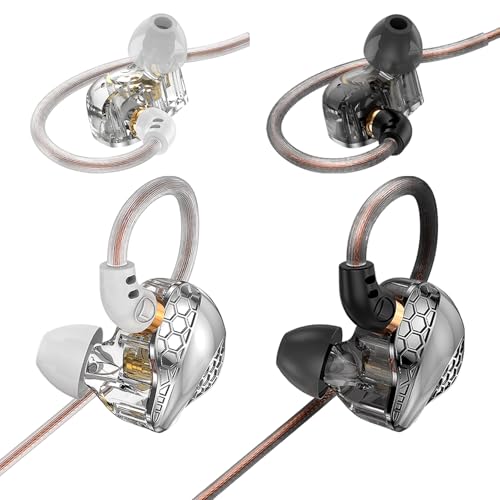 2 Pack in Ear Monitor Headphones, H89 IEM Earphone Wired Earbud - color: Black+White
