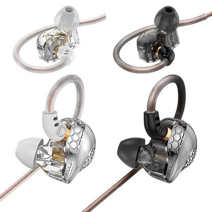 2 Pack in Ear Monitor Headphones, H89 IEM Earphone Wired Earbud - color: Black+White