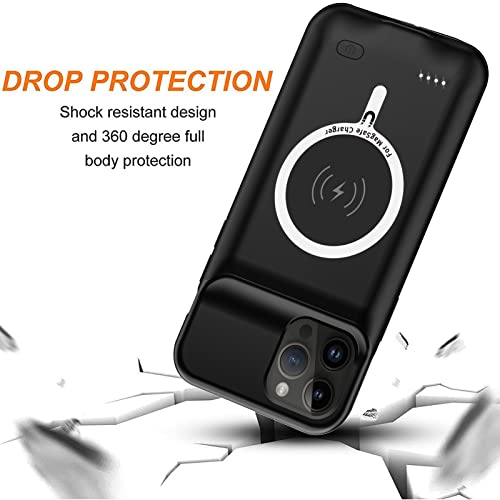Battery Case for iPhone 12/12 Pro,Upgraded 10000mAh Rechargeable Portable Protective Extended Charger Cover Wireless Charging Compatible with iPhone 12/12 Pro (6.1 inch) Charger Case & Carplay (Black) - size: iPhone 12/12 Pro (6.1 inch)