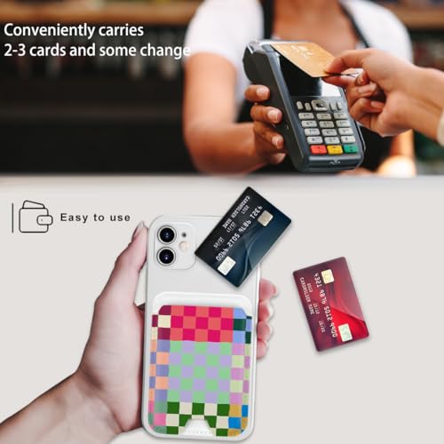 for MagSafe Wallet,Magnetic Card Holder for Phone Case - color: Colorful Checkerboard