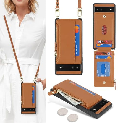 Cavor Compatible with Google Pixel 6a Case Wallet, Brown - color: Brown, size: Google Pixel 6a