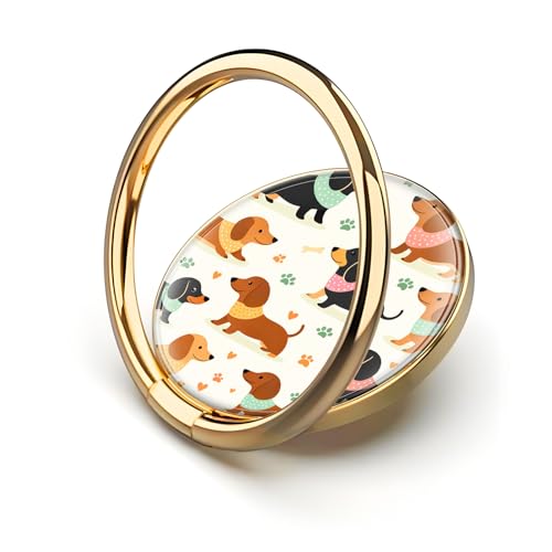 Cell Phone Ring Holder, Cute Metal Phone Grip Stand Finger Ring Kickstand, Flexible 360°Rotation Phone Tablet Case Accessories Compatible with Most Phones Cute Dachshund Dog - color: Cute Dachshund Dog