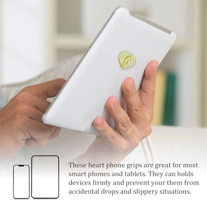 10pcs Heart Phone Charm Holder Metal Phone Finger Grip Hook - color: Gold