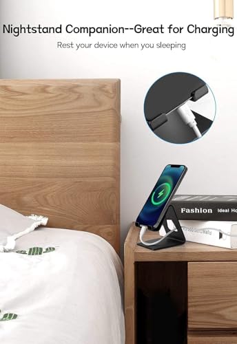Aoviho Cell Phone Stand for Desk, Aluminum Phone Holder, Black - color: Black