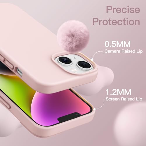 JETech Silicone Case for iPhone 14, Pink | Silky Soft Touch, Shockproof Protection, Scratch Resistant, Microfiber Lining - color: Pink, size: iPhone 14