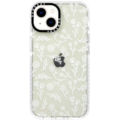 Dumkery Cute White Flowers Case Compatible with iPhone 13 Case, Clear Floral iPhone 14 Case with Aesthetic Pattern, Soft TPU Full Body Protection Shockproof Slim Cases Cover for Girls Women - size: iPhone 13/iPhone 14