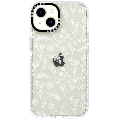 Dumkery Cute White Flowers Case Compatible with iPhone 13 Case, Clear Floral iPhone 14 Case with Aesthetic Pattern, Soft TPU Full Body Protection Shockproof Slim Cases Cover for Girls Women - size: iPhone 13/iPhone 14