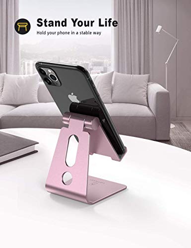 Lamicall Aluminum Cell Phone Stand for Desk, Pink Desk Accessories - color: rose gold