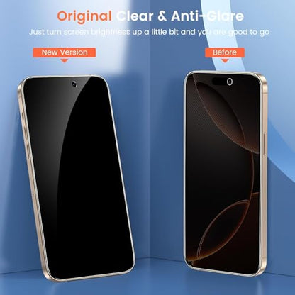 Fotbor 2 Pack Compatible for iPhone 17/iPhone 16 Pro Privacy Screen Protector, Anti Spy Private Case Friendly Anti-Scratch 9H Hardness Tempered Glass - size: iPhone 16 Pro - 6.3 inch