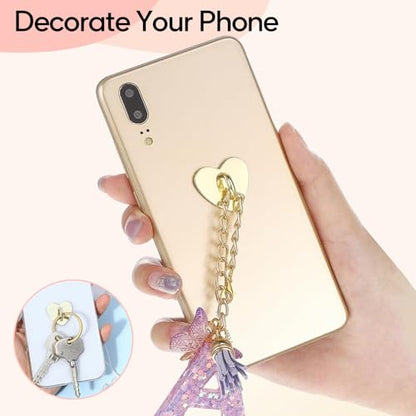 20pcs Phone Charm Hook, Cell Phone Finger Ring, Heart Phone Holder, Adhesive Metal Phone Finger Grip Loop Stand for Mobile Phone Case DIY Accessories