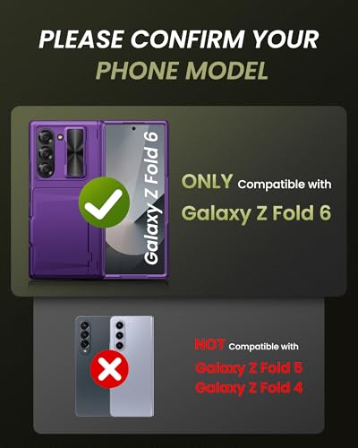 for Samsung Galaxy Z Fold 6 Wallet Case, Camera Cover, Dark Purple - color: Dark Purple