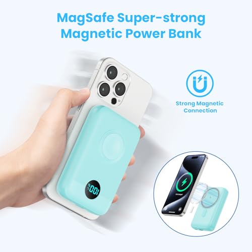 Magnetic Portable Charger 10800mAh,4-in-1 Wireless Power Bank with iWatch Charger, QC4.0+20W PD Fast Charging USB C Battery Pack with LCD Display for Magsafe,iPhone 17/16/15/14/13/12 Series,Green - color: Green
