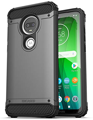 ENCASED Heavy Duty Moto G7 Case (2019 Scorpio Series) Military Grade Rugged Phone Protection Cover (Motorola G7) Gunmetal Grey