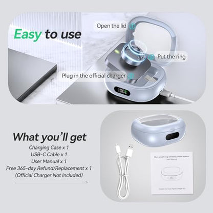 Tensea Portable Charging Case Compatible with Oura Ring Gen 5 & Gen 4 & 3, 2000mAh Wireless Power Station, Universal Fit, 30-Day Runtime Charger Accessories (Official Charger NOT Included) - color: White