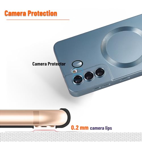 Magnetic for Samsung Galaxy S21 FE Case,Soft Silicone Samsung Galaxy S21 FE Phone Case with Camera Protection,Slim Fit Anti-Scratch Samsung S21 FE Case Cover Compatible with MagSafe,Blue - color: Blue, size: S21 FE