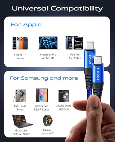 USB C to C Cable 100W Fast Charging 10FT, 2Pack USB C to USB C iPhone Cable - color: Blue, size: 10FT 2Pack, style: 100W USB C to USB C