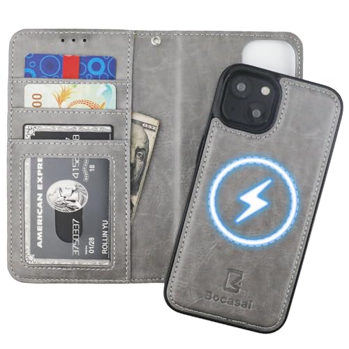 Bocasal for MagSafe Wallet Case Card Holder for iPhone 14, Grey - color: Gray for MagSafe
