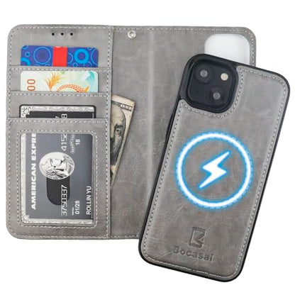 Bocasal for MagSafe Wallet Case Card Holder for iPhone 14, Grey - color: Gray for MagSafe