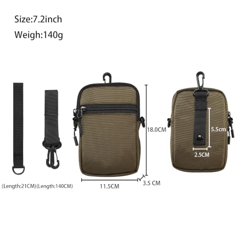 Multi-Functional Cell Phone Belt Holster, Water Repellent Nylon Crossbody Waist Bag Fits 7.2 Inch Phones, 4 Ways Wear Shoulder Hand Wrist Carry Pouch for Outdoor Travel Hiking(Green) - color: Green