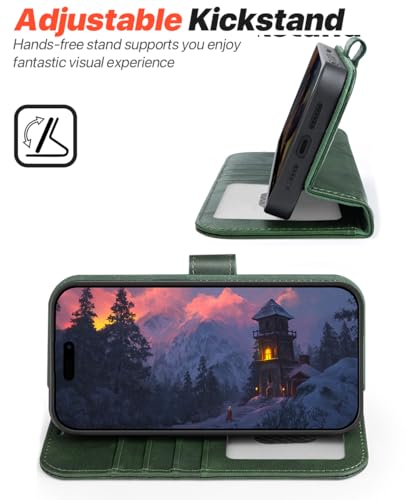OCASE for iPhone 16 Pro Max Case Detachable Wallet Case with Card Holder, 2 in 1 Pu Leather Flip Folio with RFID Blocking Stand Wrist Strap Shockproof Phone Cover 6.9 Inch 2024, Blackish Green - color: Blackish Green, size: iPhone 16 Pro Max